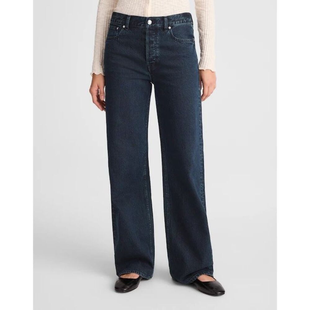 Madewell Low Slung Baggy Jeans in‎ Blue Black Wash Size 28 NWT